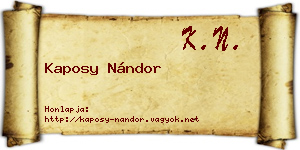 Kaposy Nándor névjegykártya