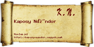 Kaposy Nándor névjegykártya